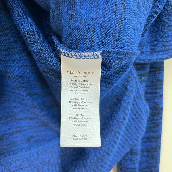 rag & bone Heathered Blue Black Size S Lightweight Knit Jane Mock Neck Sweater - Picture 6 of 9